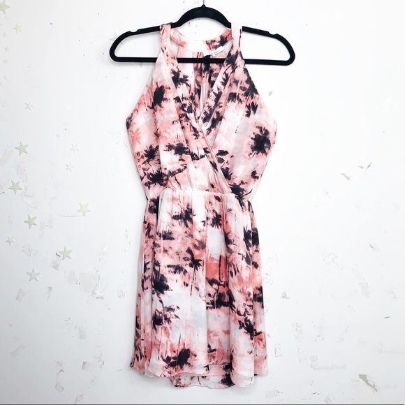 PARKER palm tree pink wrap front and back Silk mini dress - Picture 13 of 15